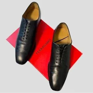 Salvatore Ferragamo “Geoffrey” Genuine Leather Oxford Shoes ?— Men’s Size 9 EE COMME des GARCONS TAO Black Distressed Leather Pull On Boots  main image 4